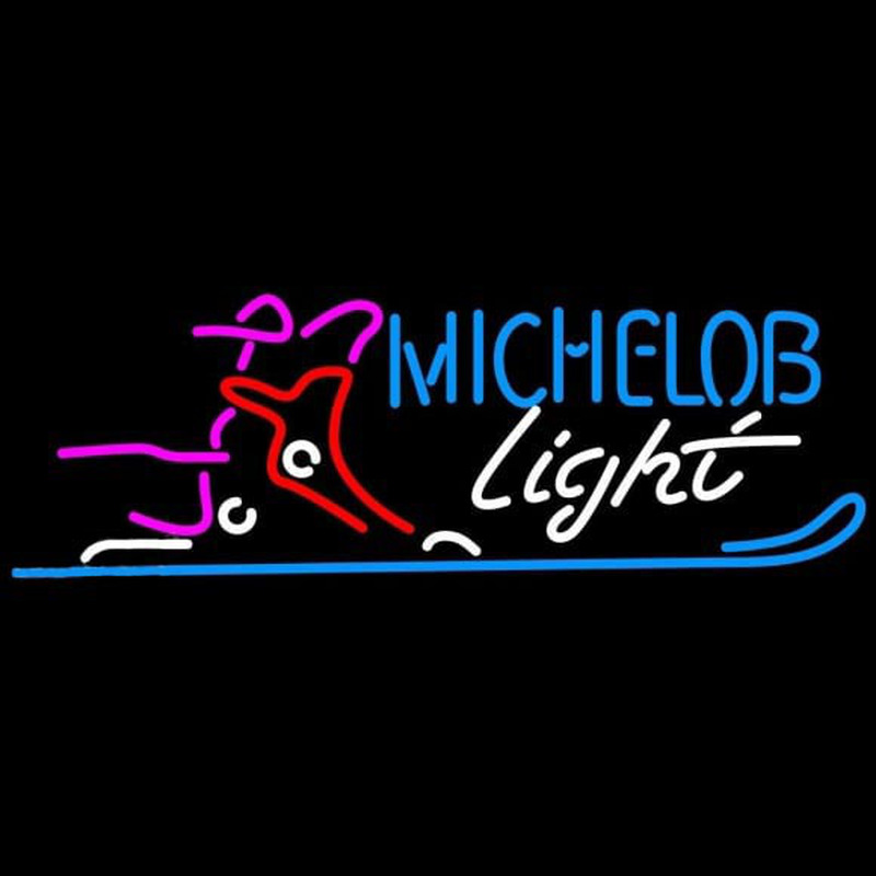 Michelob Light Snow Ski Boot Beer Sign Neonkyltti
