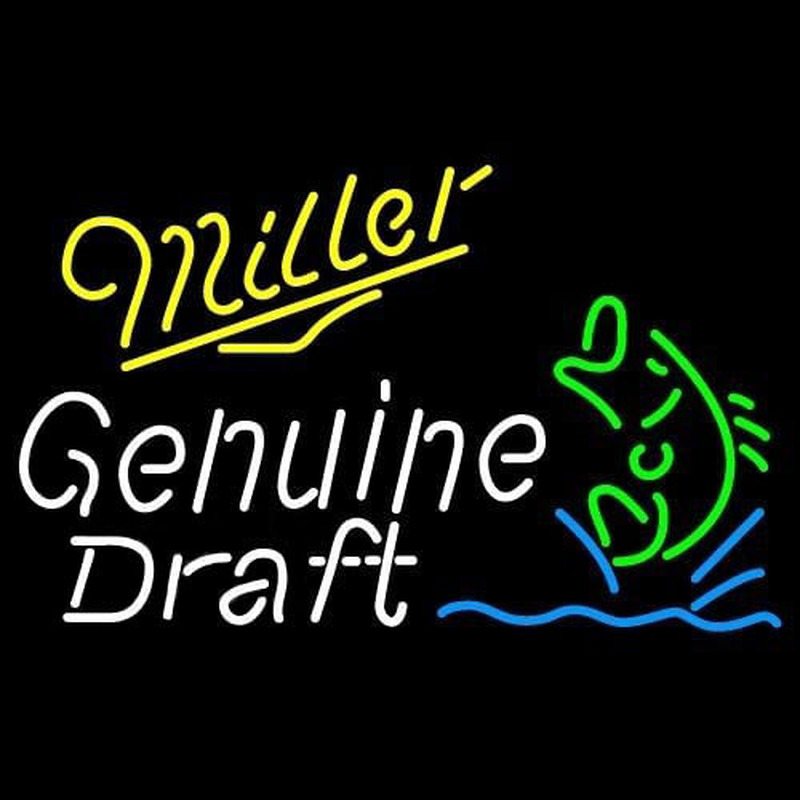 Miller Genuine Draft Blinking Fish Beer Sign Neonkyltti