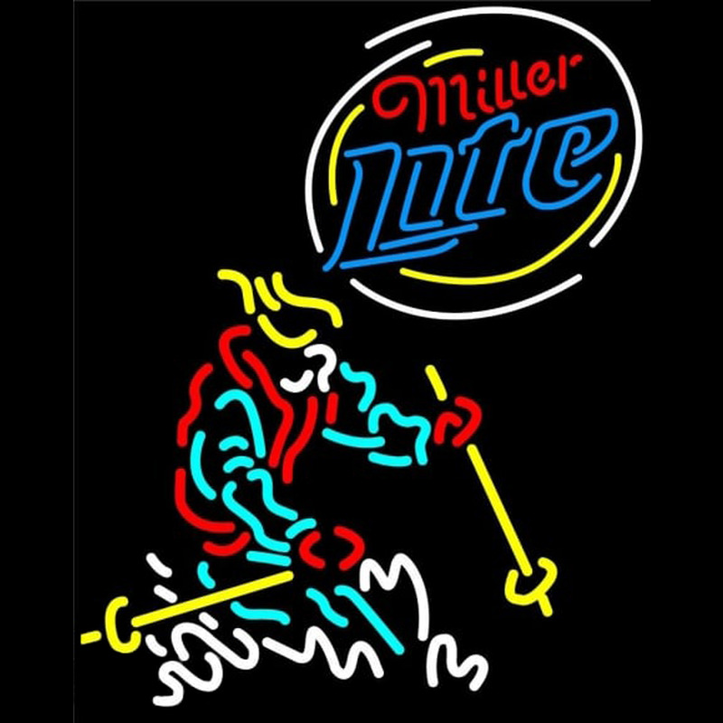 Miller Lite Logo Skier Neonkyltti