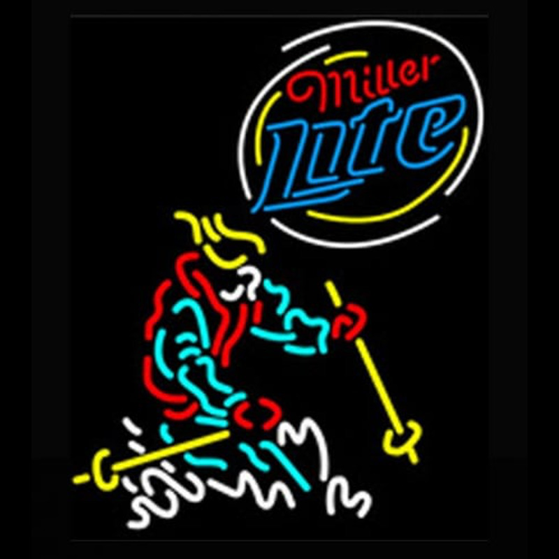 Miller Lite Logo Skier Neonkyltti