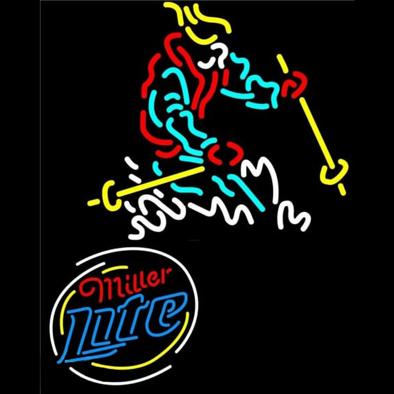 Miller Lite Logo with Skier Neonkyltti