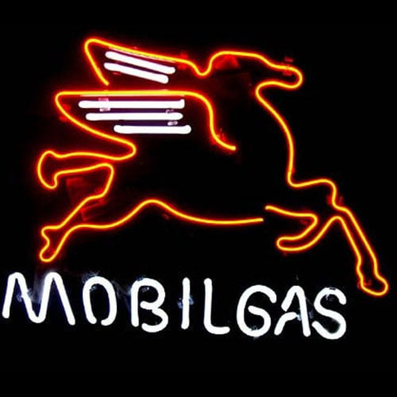 Mobil Gas & Oil Olut Baari Neonkyltti