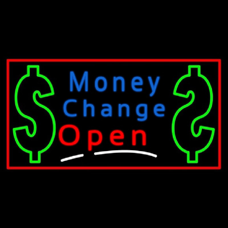 Money Change With Dollar Logo Open Neonkyltti