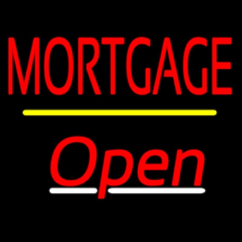 Mortgage Open Yellow Line Neonkyltti