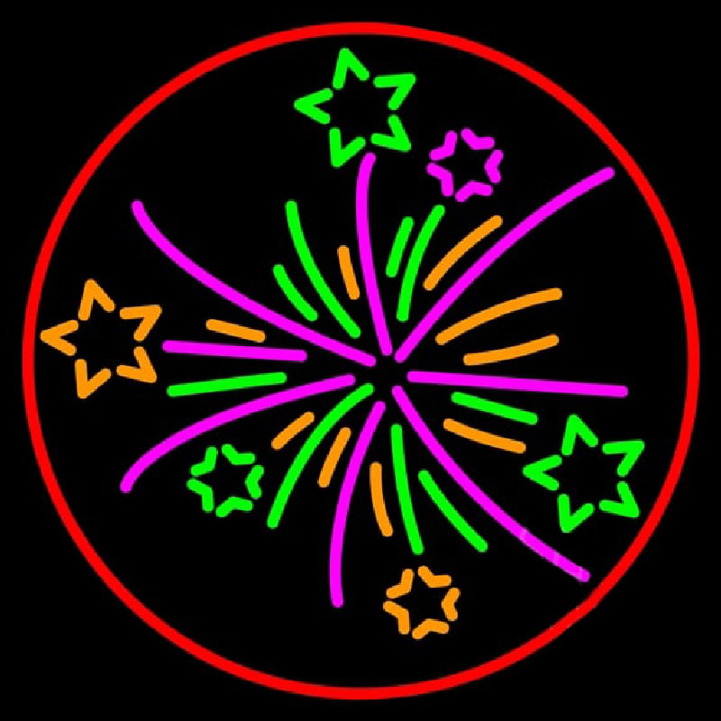 Multi Color Fire Works 1 Neonkyltti