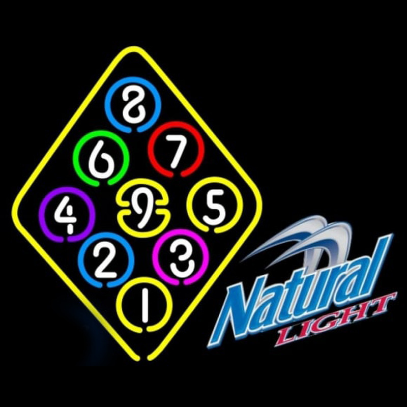 Natural Light Ball Billiards Rack Pool Beer Sign Neonkyltti