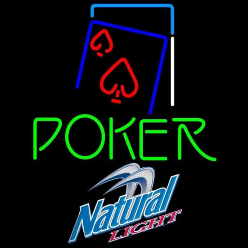 Natural Light Green Poker Red Heart Beer Sign Neonkyltti
