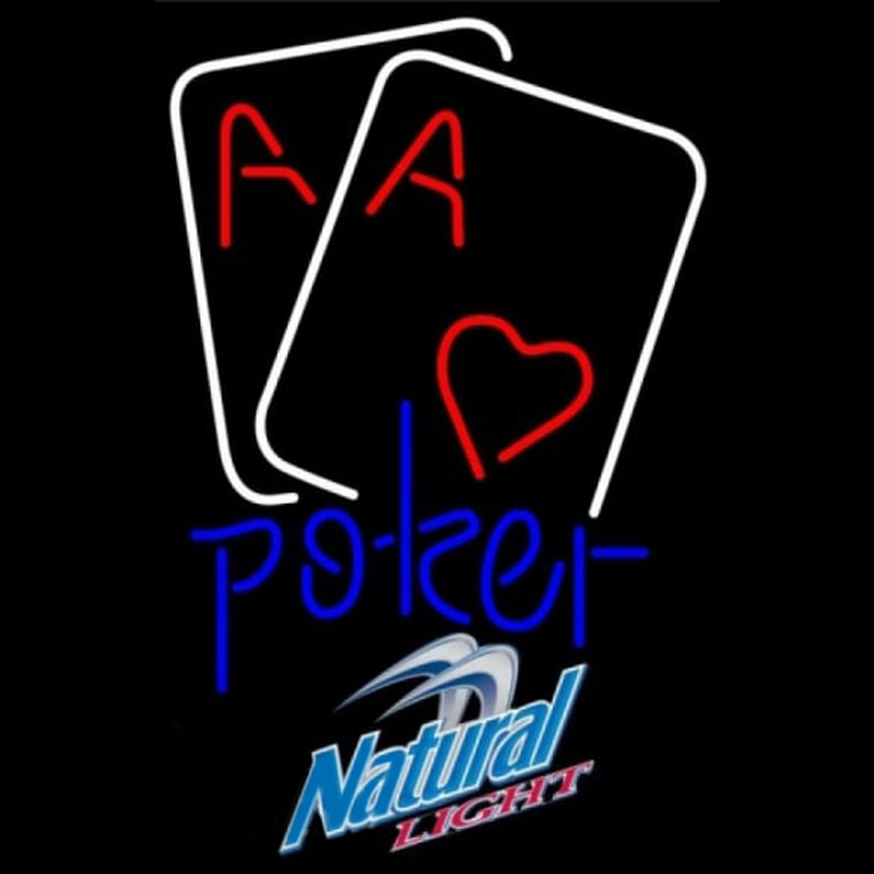 Natural Light Purple Lettering Red Heart White Cards Poker Beer Sign Neonkyltti