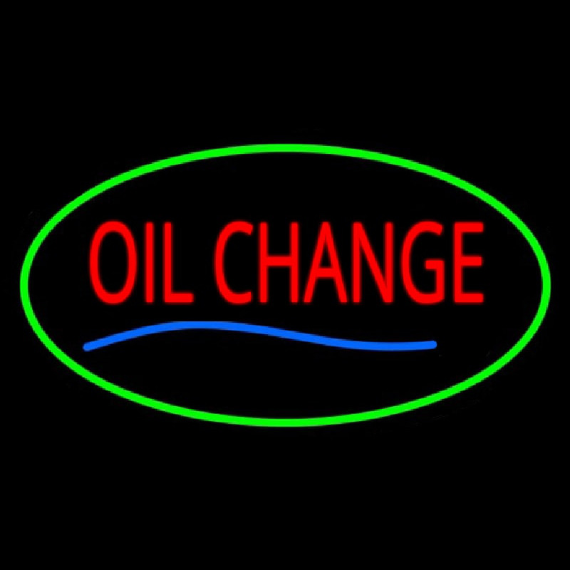 Oil Change Green Oval Neonkyltti