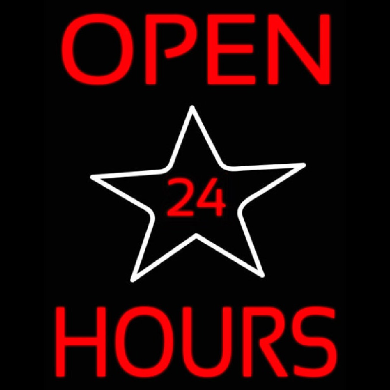 Open 24 Hours Star Neonkyltti
