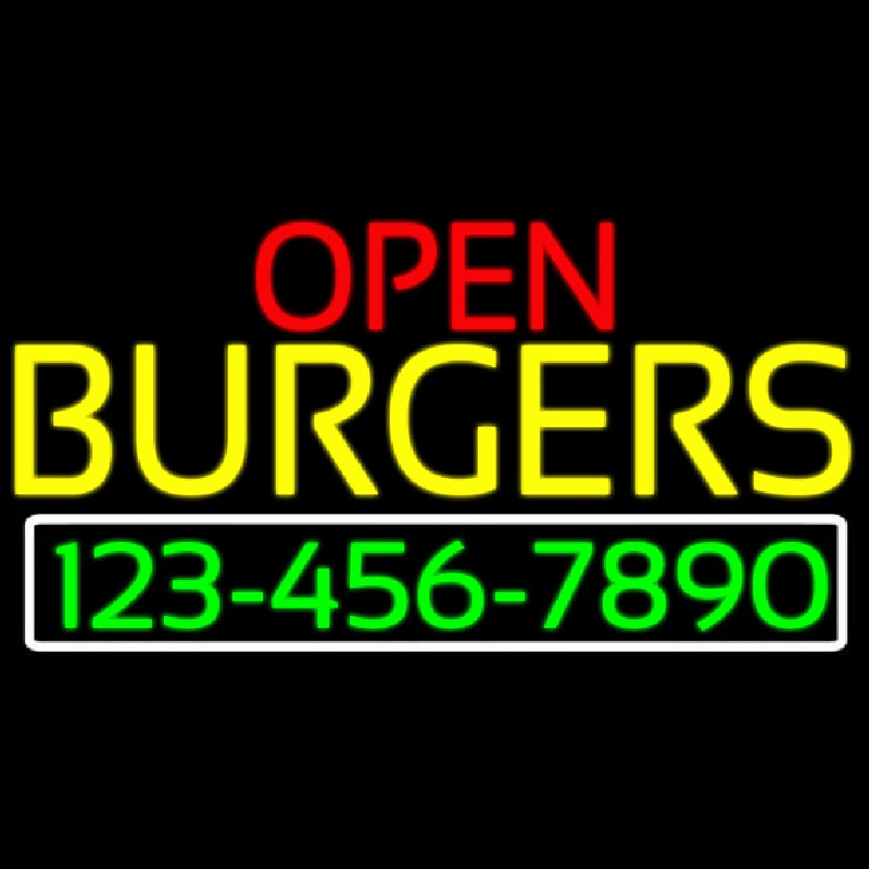 Open Burgers With Numbers Neonkyltti