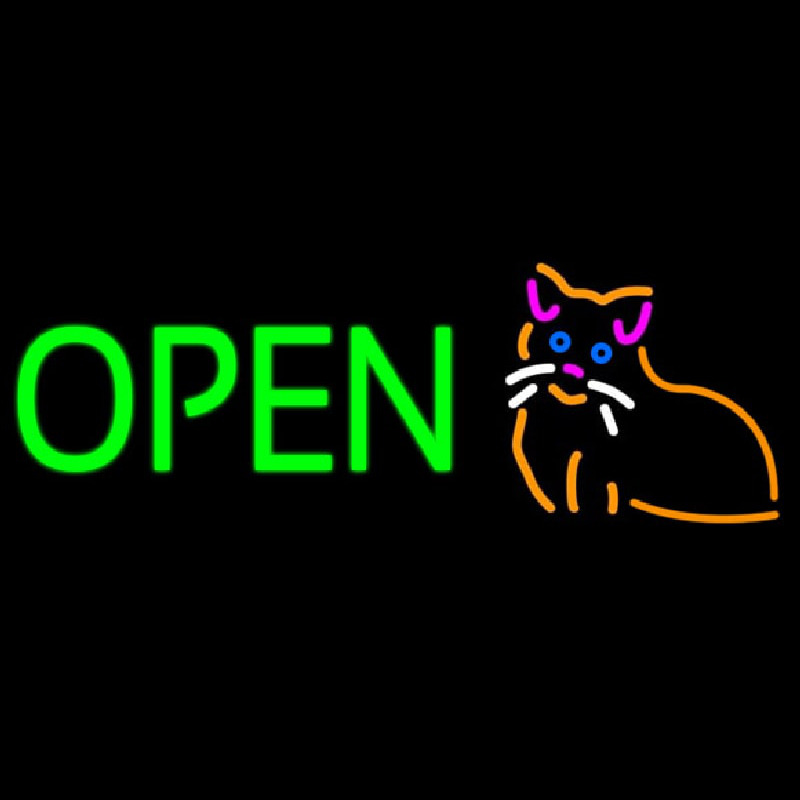 Open Cat Logo Green Letters Neonkyltti