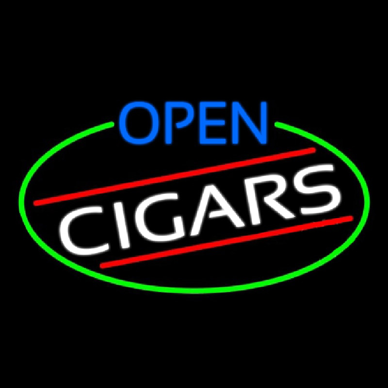 Open Cigars Oval With Green Border Neonkyltti