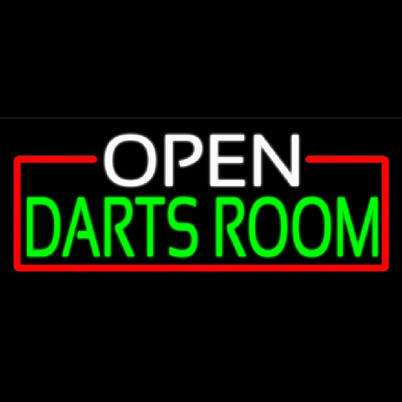 Open Darts Room With Red Border Neonkyltti