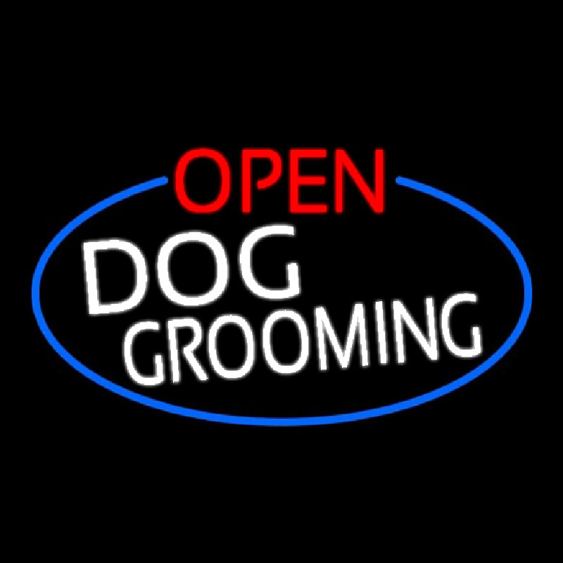Open Dog Grooming Oval With Blue Border Neonkyltti