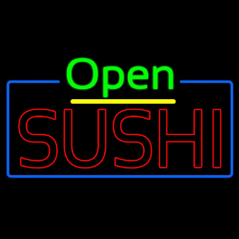 Open Double Stroke Green Sushi Neonkyltti