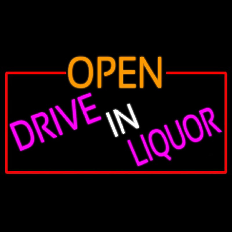 Open Drive In Liquor With Red Border Neonkyltti