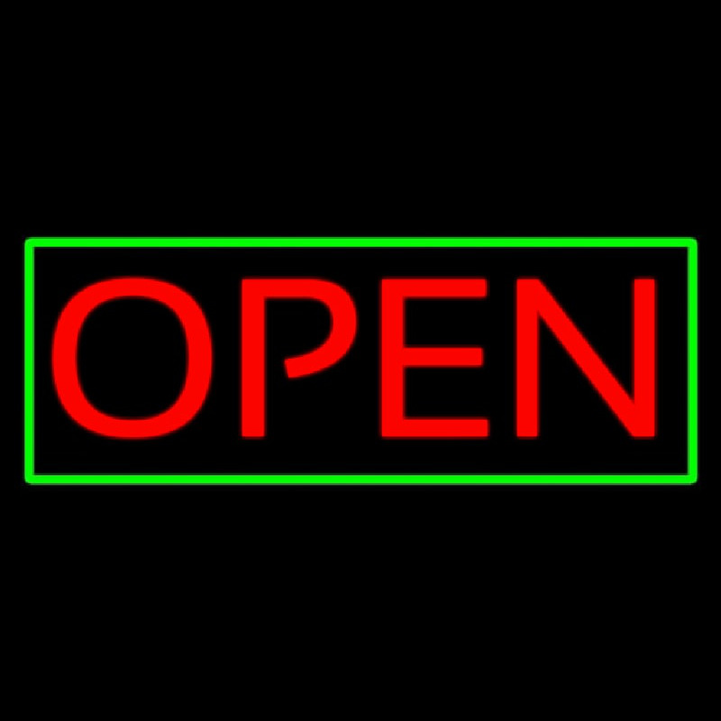 Open Horizontal Red Letters With Green Border Neonkyltti
