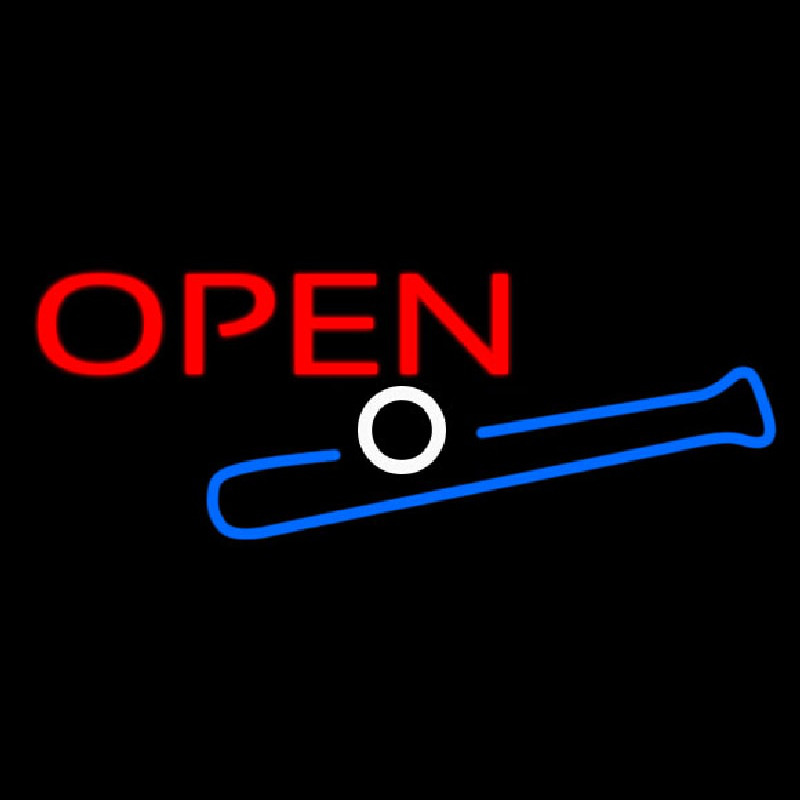 Open In Bright Red With Blue Bat And White Ball Neonkyltti