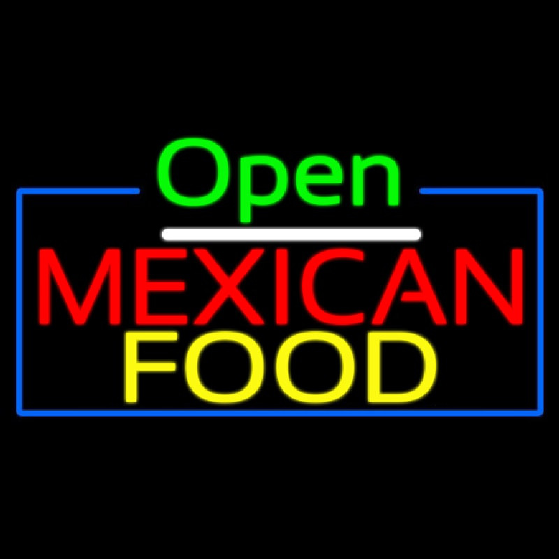 Open Me ican Food With Blue Border Neonkyltti