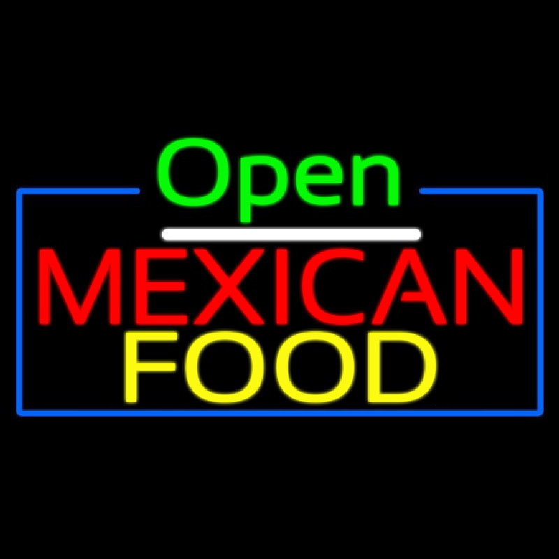Open Me ican Food With Blue Border Neonkyltti