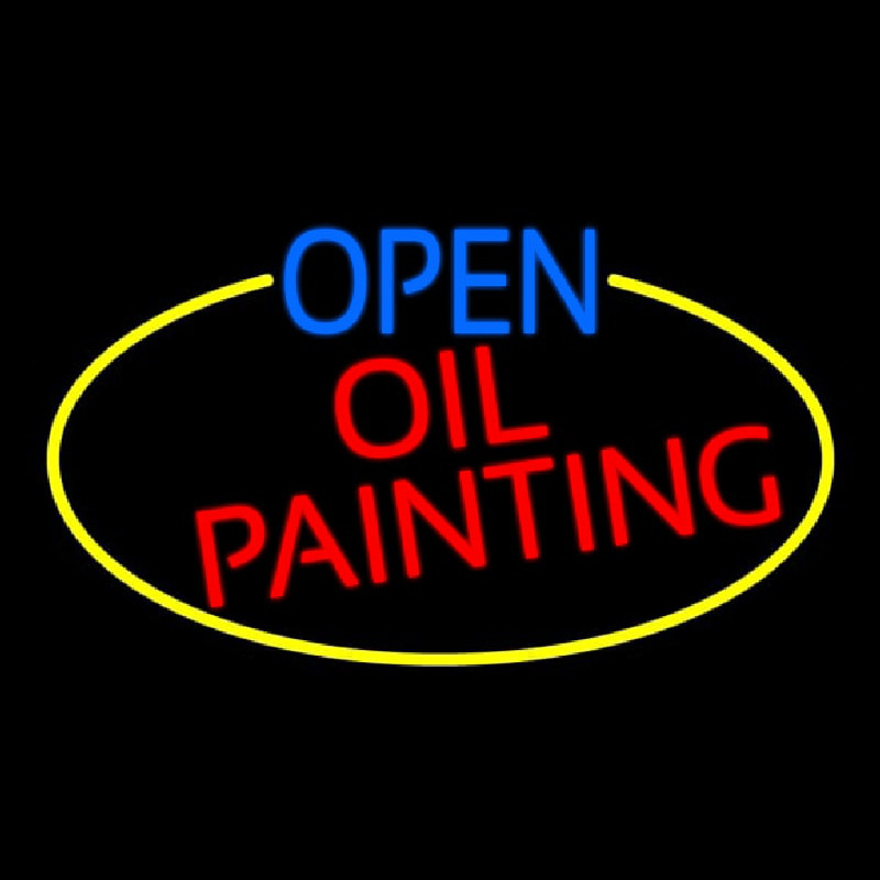 Open Oil Painting Oval With Yellow Border Neonkyltti