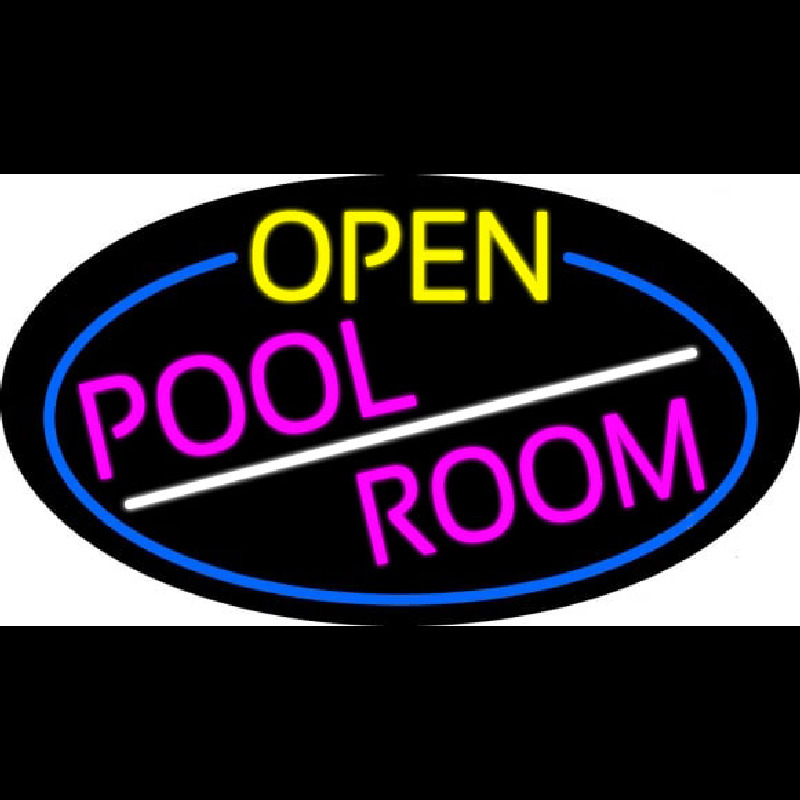 Open Pool Room Oval With Blue Border Neonkyltti