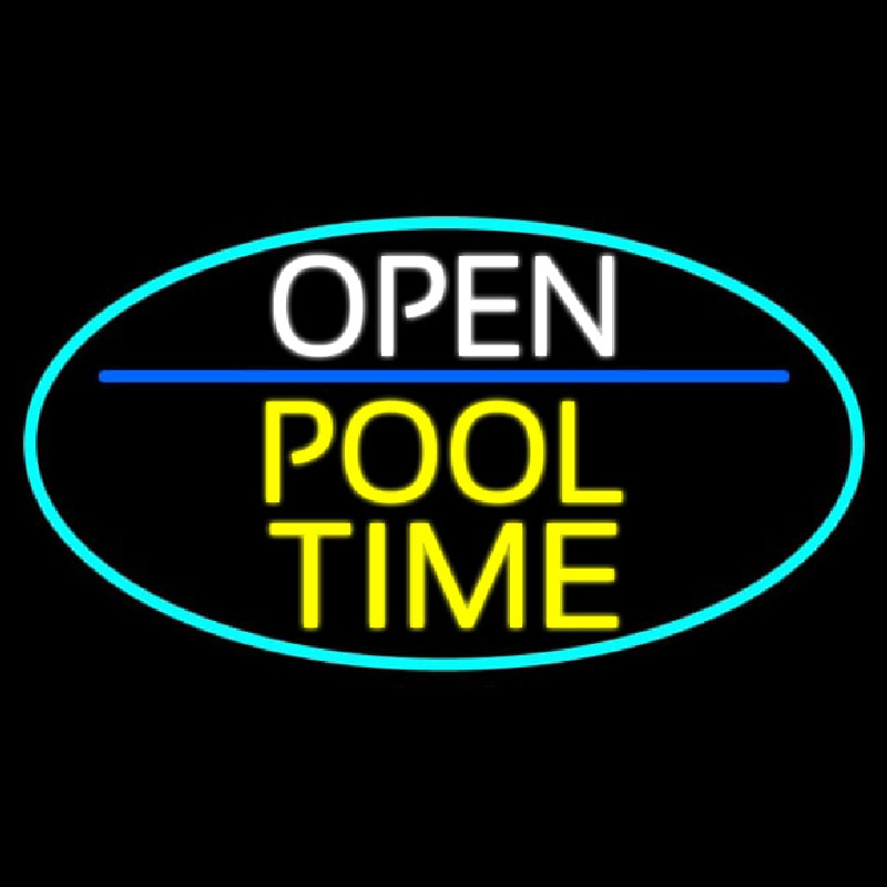 Open Pool Time Oval With Turquoise Border Neonkyltti