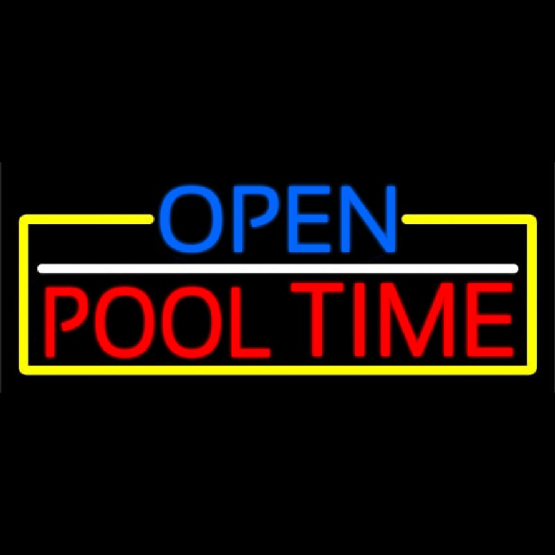 Open Pool Time With Yellow Border Neonkyltti