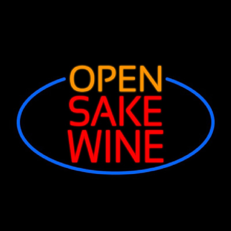 Open Sake Wine Oval With Blue Border Neonkyltti