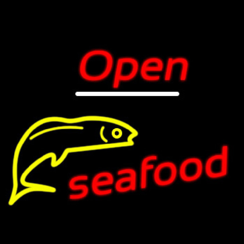 Open Seafood Logo Neonkyltti