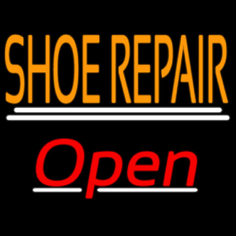 Orange Shoe Repair Open With Line Neonkyltti