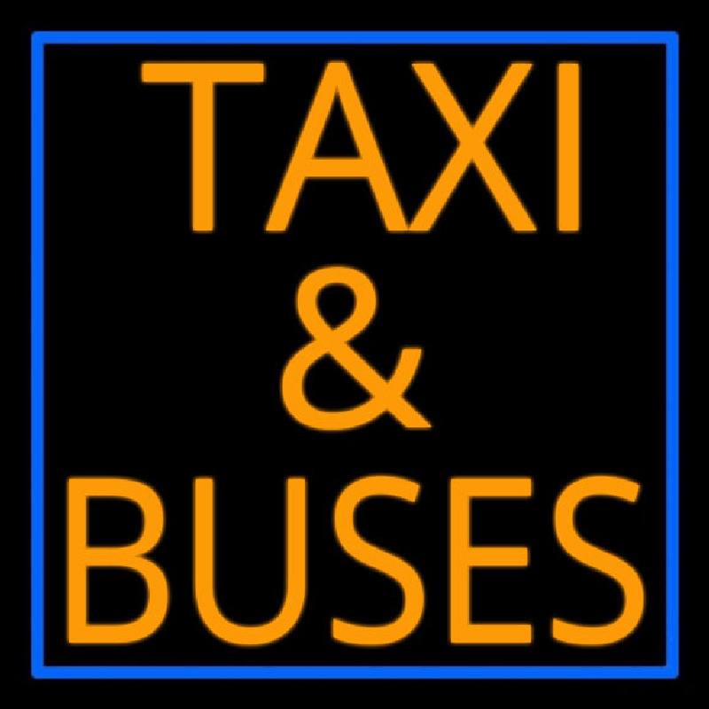 Orange Ta i And Buses With Border Neonkyltti