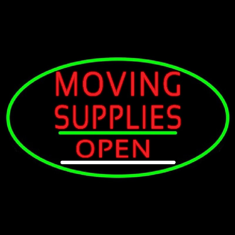 Oval Moving Supplies Open Green Line Neonkyltti