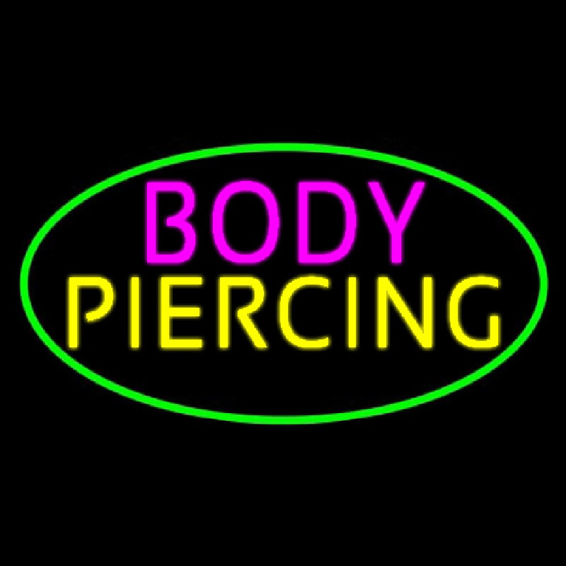 Oval Pink Body Green Piercing Neonkyltti