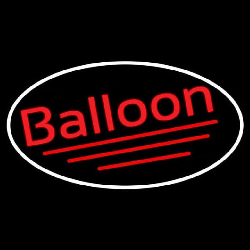 Oval Red Balloon Cursive Neonkyltti