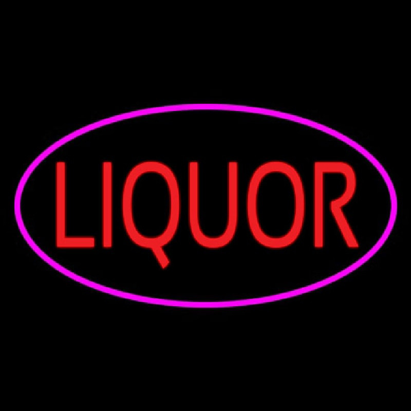 Oval Red Liquor Pink Border Neonkyltti