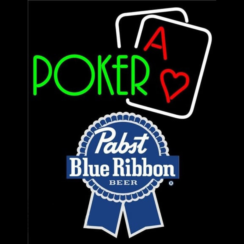 Pabst Blue Ribbon Green Poker Beer Sign Neonkyltti