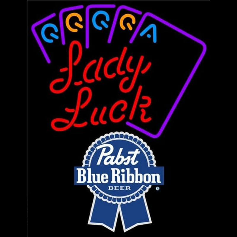 Pabst Blue Ribbon Lady Luck Series Beer Sign Neonkyltti