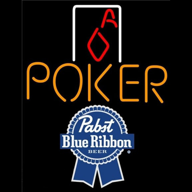 Pabst Blue Ribbon Poker Squver Ace Beer Sign Neonkyltti