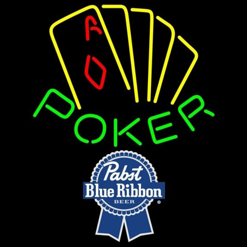 Pabst Blue Ribbon Poker Yellow Beer Sign Neonkyltti