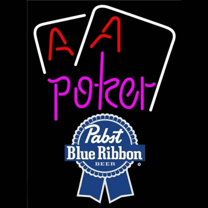 Pabst Blue Ribbon Purple Lettering Red Aces White Cards Beer Sign Neonkyltti