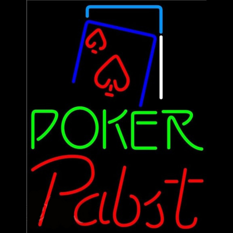 Pabst Green Poker Red Heart Beer Sign Neonkyltti