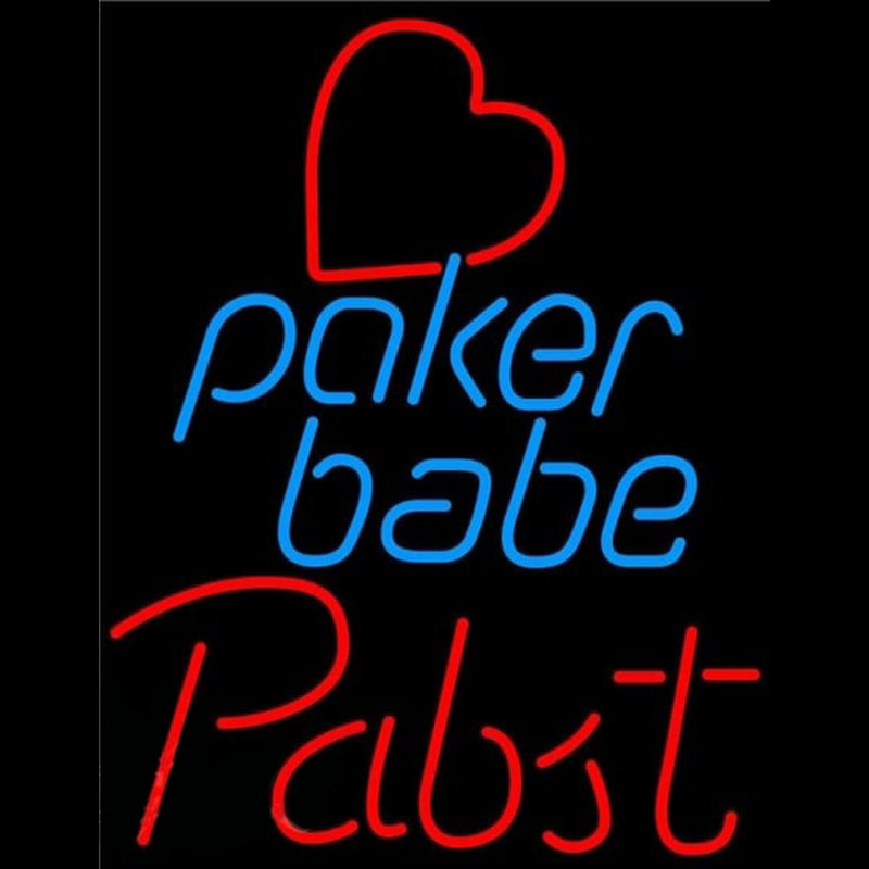 Pabst Poker Girl Heart Babe Beer Sign Neonkyltti