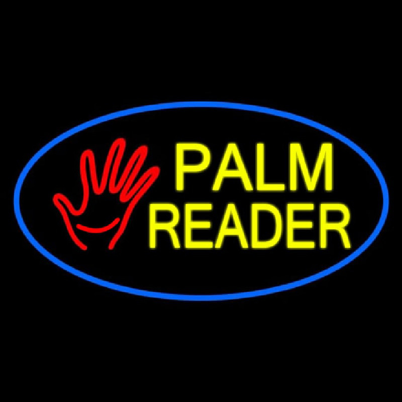 Palm Reader Logo Blue Oval Neonkyltti