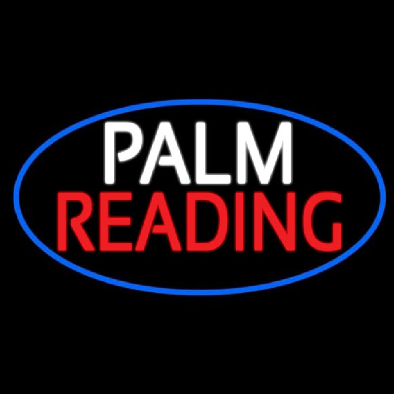 Palm Reading Blue Border Neonkyltti