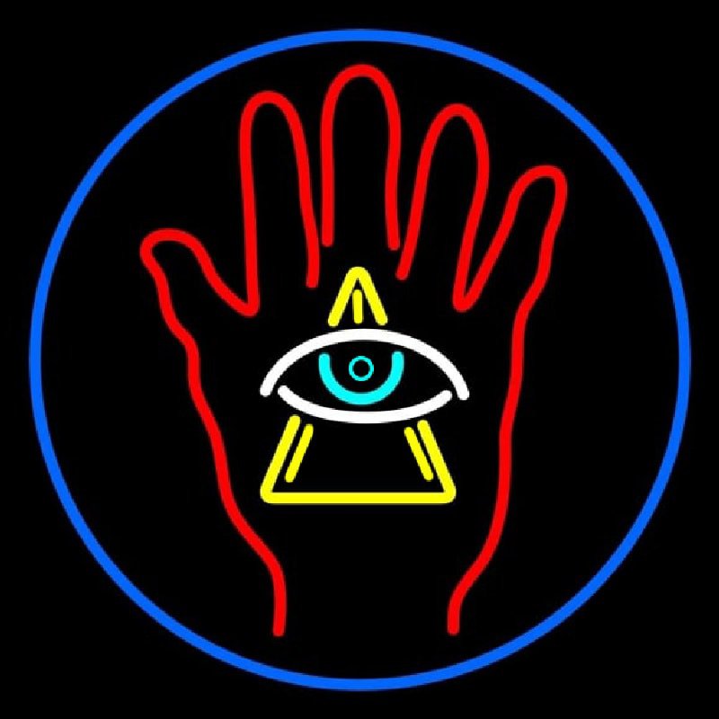 Palm With Eye Pyramid Neonkyltti