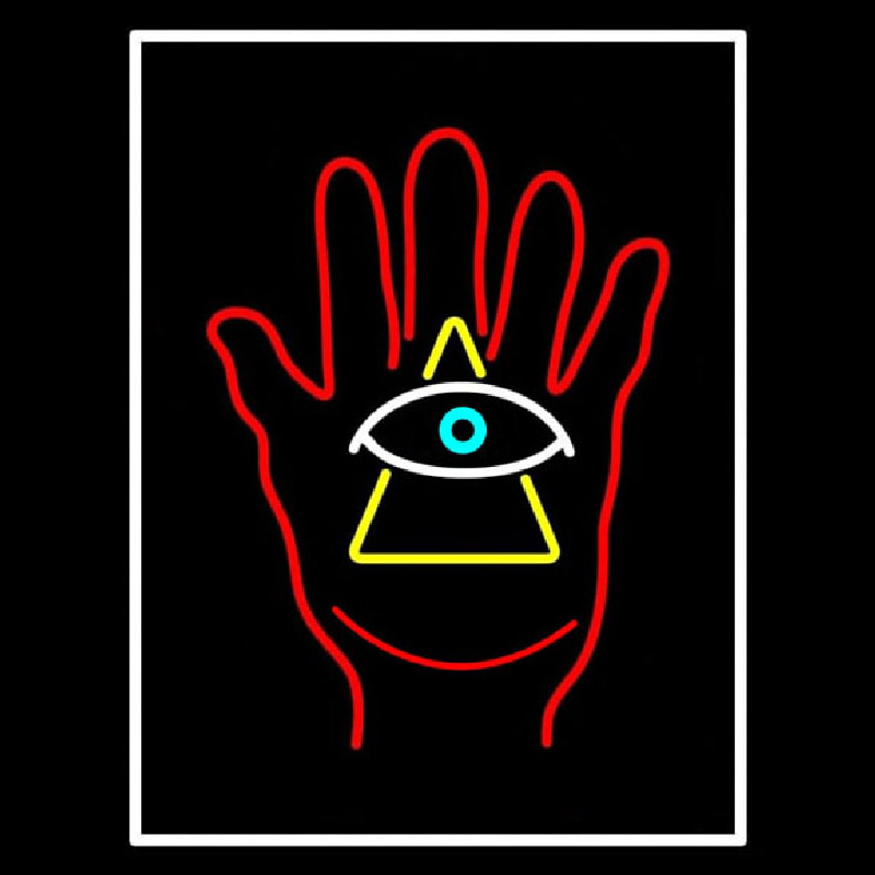 Palm With Eye Pyramid Neonkyltti