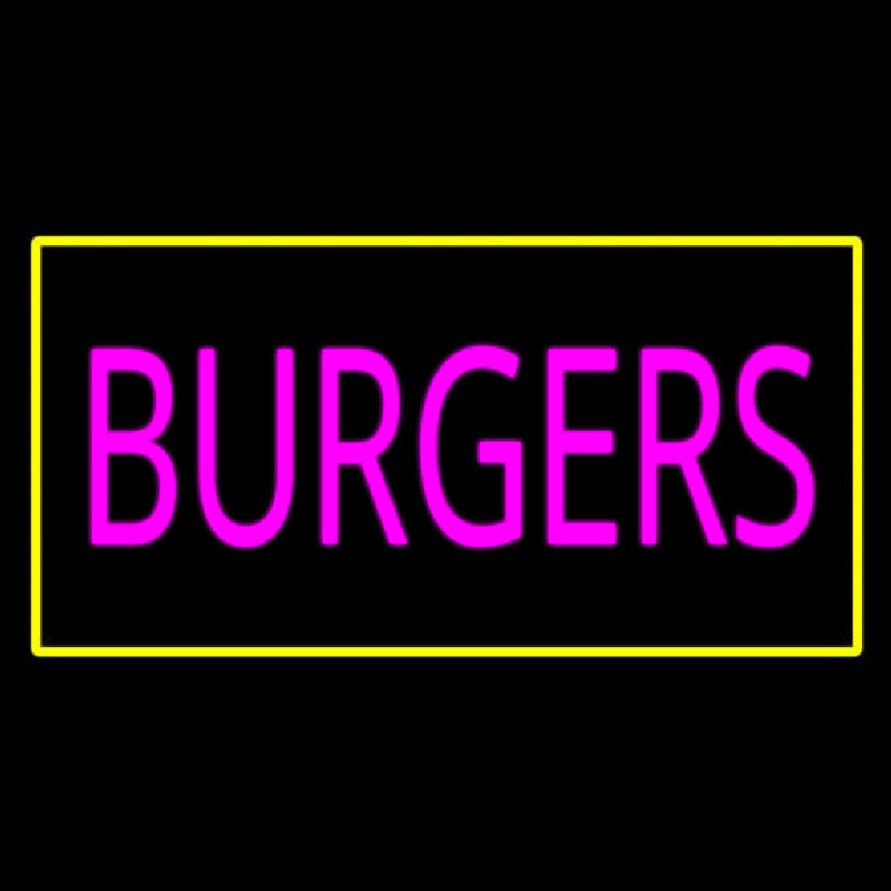 Pink Burgers Rectangle Yellow Neonkyltti
