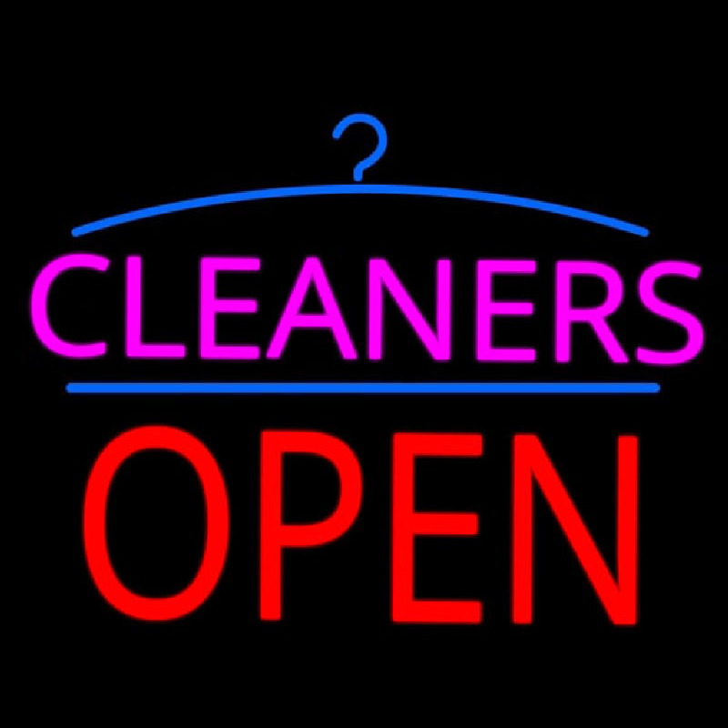 Pink Cleaners Block Red Open Logo Neonkyltti